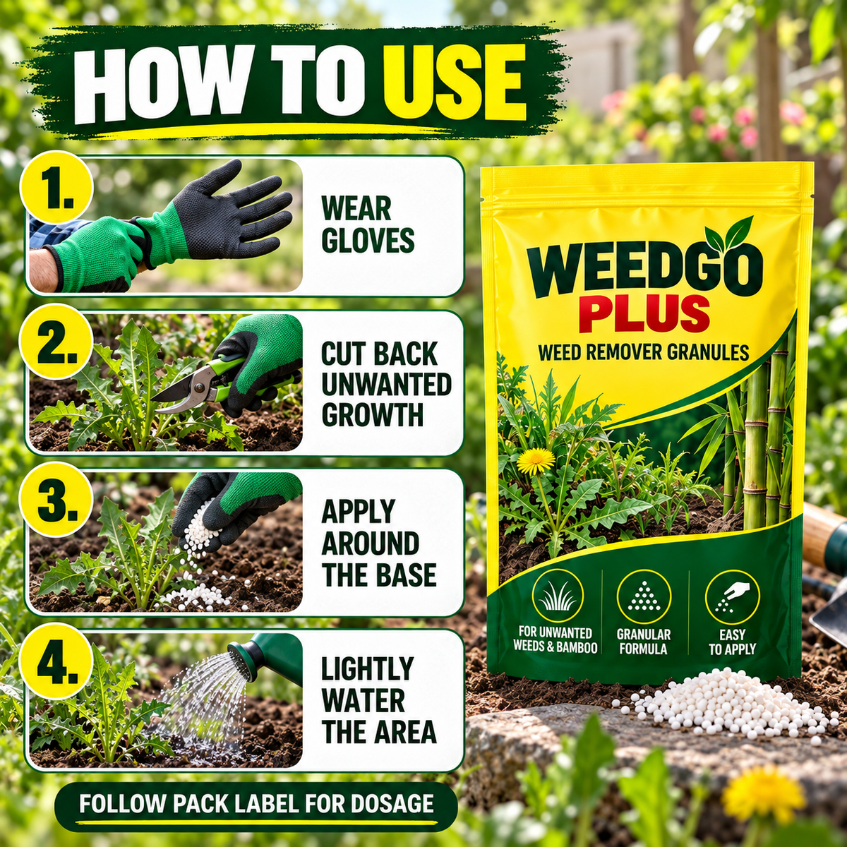 WeedGo Plus™ Weed Remover Granules – For Unwanted Weeds & Bamboo | Buy 1 Get 1 Free