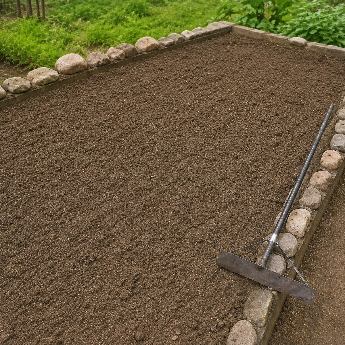 Same garden bed after surface clearing