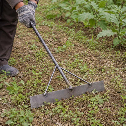 RootBurn wide steel mountain hoe clearing young weeds